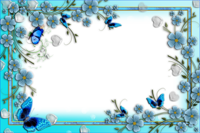 Imikimi_Blue_Flowers_Photo_Frame_with_Hearts_and_Butterflies
